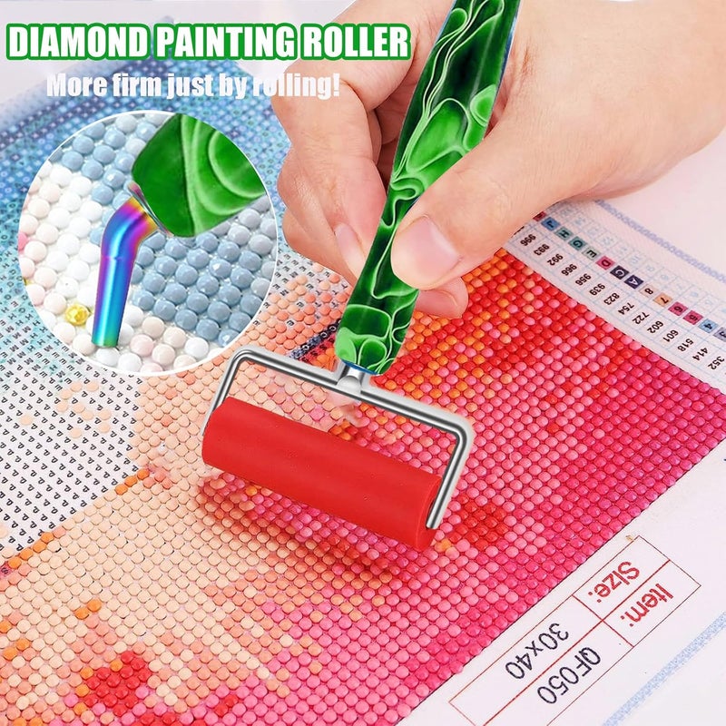 Heyseri 14PCS Diamond Painting Pen Accessories Tools Set, Exquisite Stainless Steel Metal Pen Tips,Ergonomic Diamond Art Pen and 6 Painting Glue Clay,Comfort Grip and Faster Drilling (Green Rainbow) - Image 3
